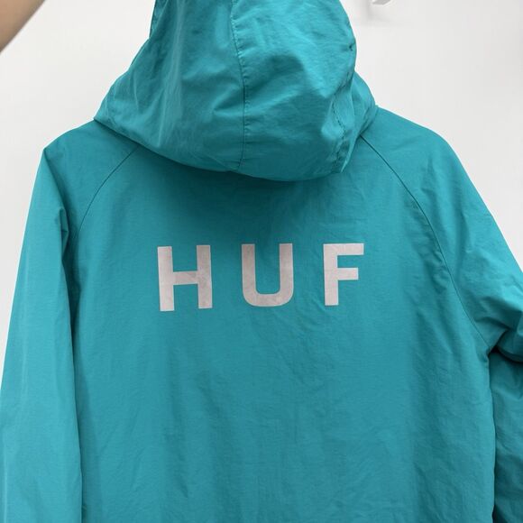 Huf Teal Blue Windbreaker Nylon Mens Jacket Size Small - Picture 8 of 10